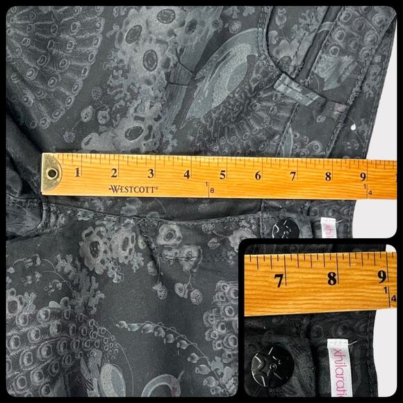 Xhilaration Jeans Peacock Print Juniors 7 Black Gray - Picture 9 of 12